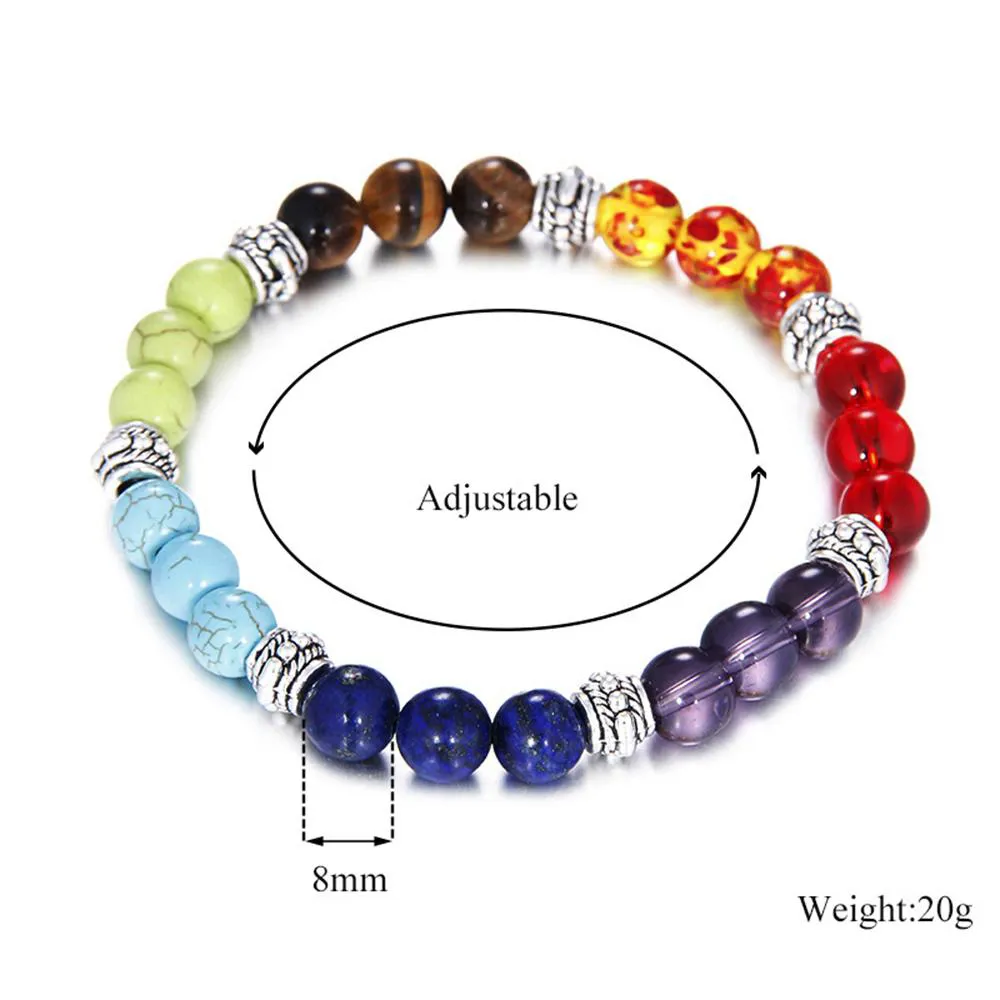 Seven Colorful Chakra Reiki Bracelet Energy Quartz Bracelets Healing Balance Beads Women Fashion Jewelry Charms Bracelets Beaded Bracelets