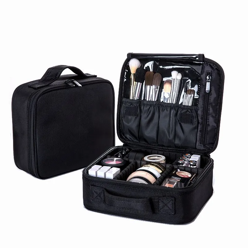 Women Professional Cosmetic Bag Large Waterproof Travel  Bag Trunk Zipper Make Up Organizer Storage Pouch Toiletry Kit Box