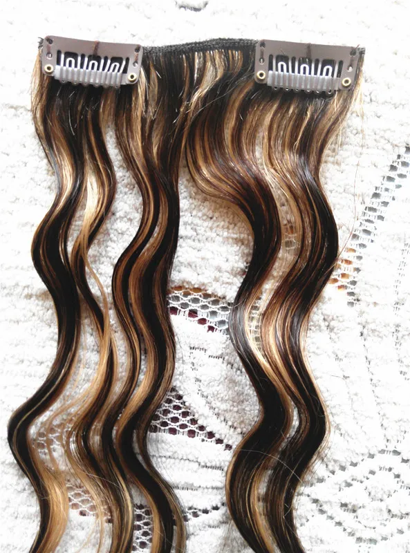 Brazylijski Clip In Human Virgin Remy Hair Blonde27 # Mix Medium Brown 4 # Weft Weft Ludzki Przedłużanie Włosów Dwuosobniony Pełna głowa