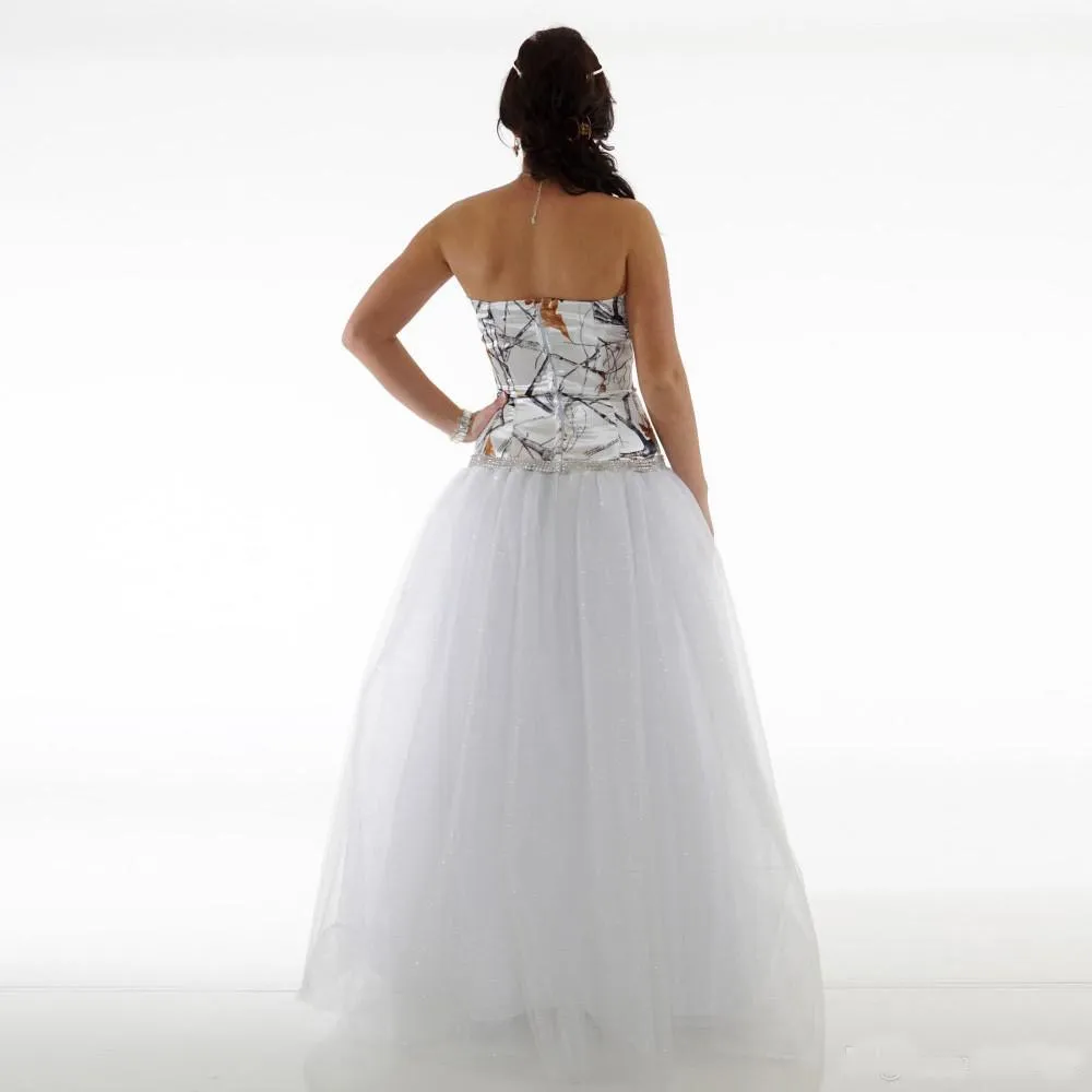 Abiti da sposa semplici mimetici economici Sweetheart A Line Tulle Abito da sposa Abiti da sposa Lunghezza pavimento Cerniera Abito da damigella d'onore Lo293z