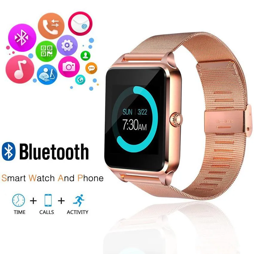 Z60 ze stali nierdzewnej Bluetooth Smart Watch Telefon GT09 SIM SIM TF CARD CARD FITNESS Tracker Smartwatch na iOS Android9564792