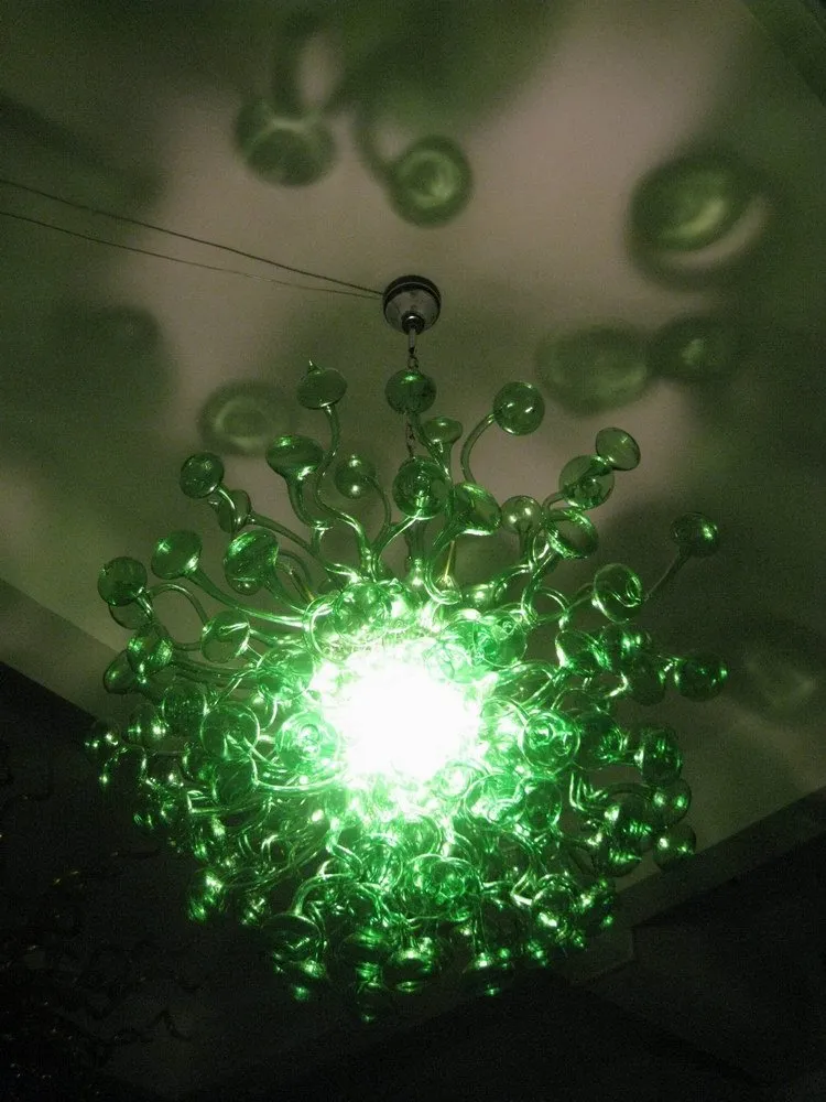 Green Bubble Chandeliers LED Bulbs AC 110-240v Festival Lamp Hand Blown Murano Glass Crystal Chandelier Light