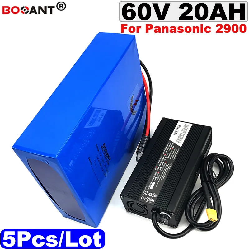 5 pièces/lot batterie e-bike 60v 20Ah pour cellule Panasonic 18650 avec chargeur 5A 60V vélo électrique batterie lithium-ion 2000W