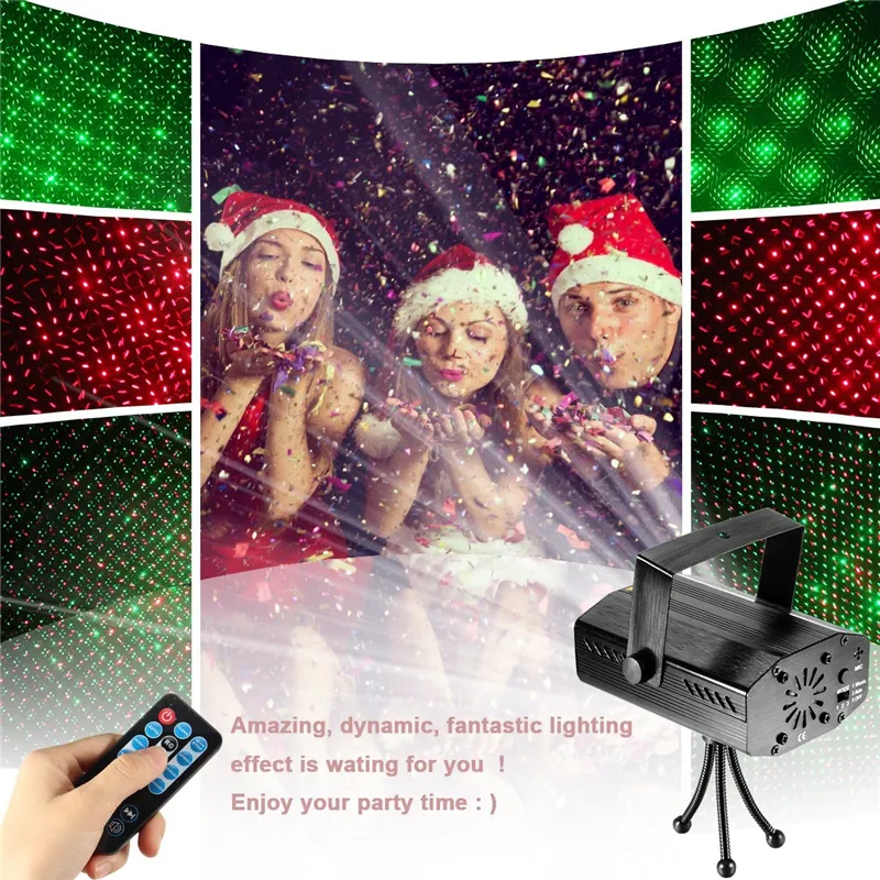 Mini d'éclairage à étape LED Projecteur Laser Laser Auto Remote Contrôle Light Disco Activé de la maison pour la maison DJ de Noël.