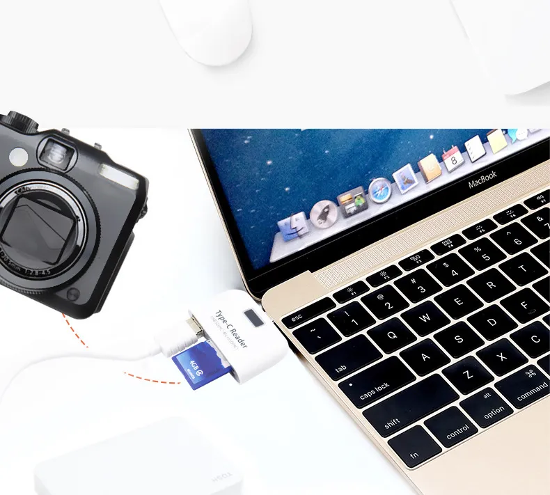 4 In1 USB 3.1 Type C USB-C TF SD 마이크로 SD OTG 카드 리더기 흰색 검정색 Macbook 전화 태블릿