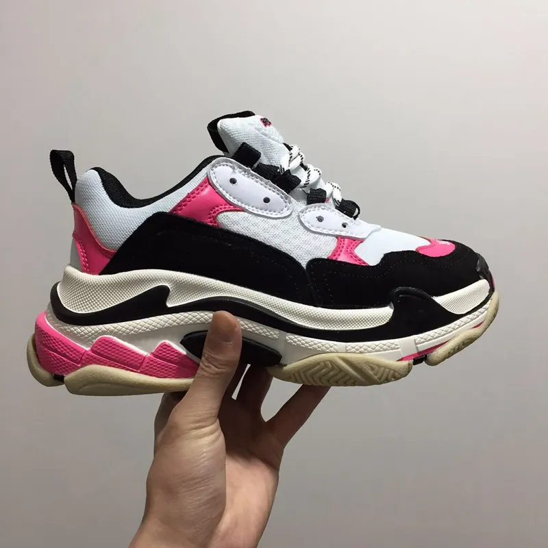 OG tripe-s 17fw throwback casual schoen fasie schoenen roze kleuren hoogste kwaliteit mode sneakers mannen en dames schoenen groothandel merk schoenen