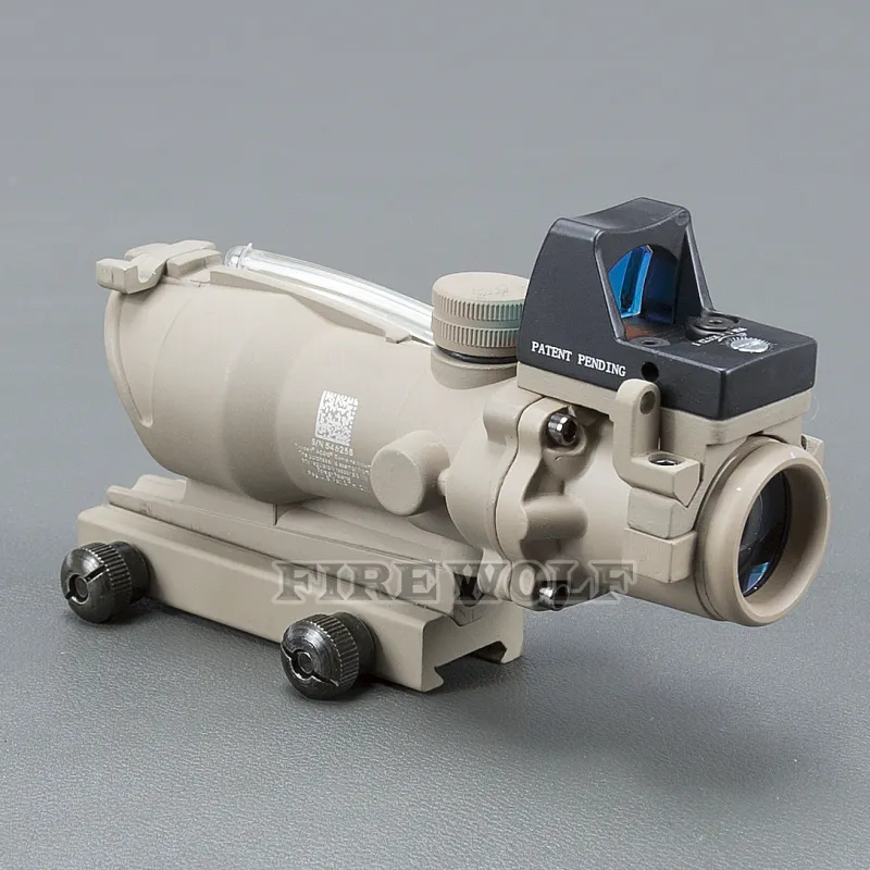 Trijicon ACOG 4X32 Tan Tactique Réel Fibre Optique Vert Illuminé Noir Point Rouge Sight Chasse Lunette De Visée