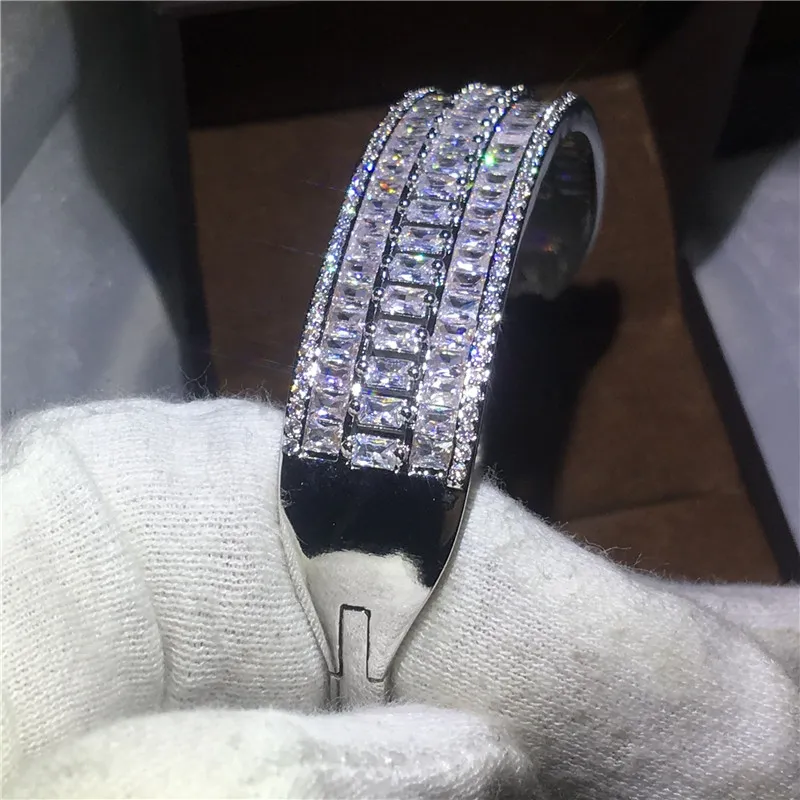 Braccialetto di lusso di Vecalon Princess Taglio 5a zircone CZ Banco da sposa riempito oro bianco le donne Accessaries Bodinami