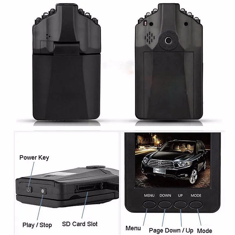 Caméra de tableau de bord de voiture de 2.5 pouces, enregistreur DVR de voiture, système de caméra, boîte noire H198, version nocturne, enregistreur vidéo de tableau de bord
