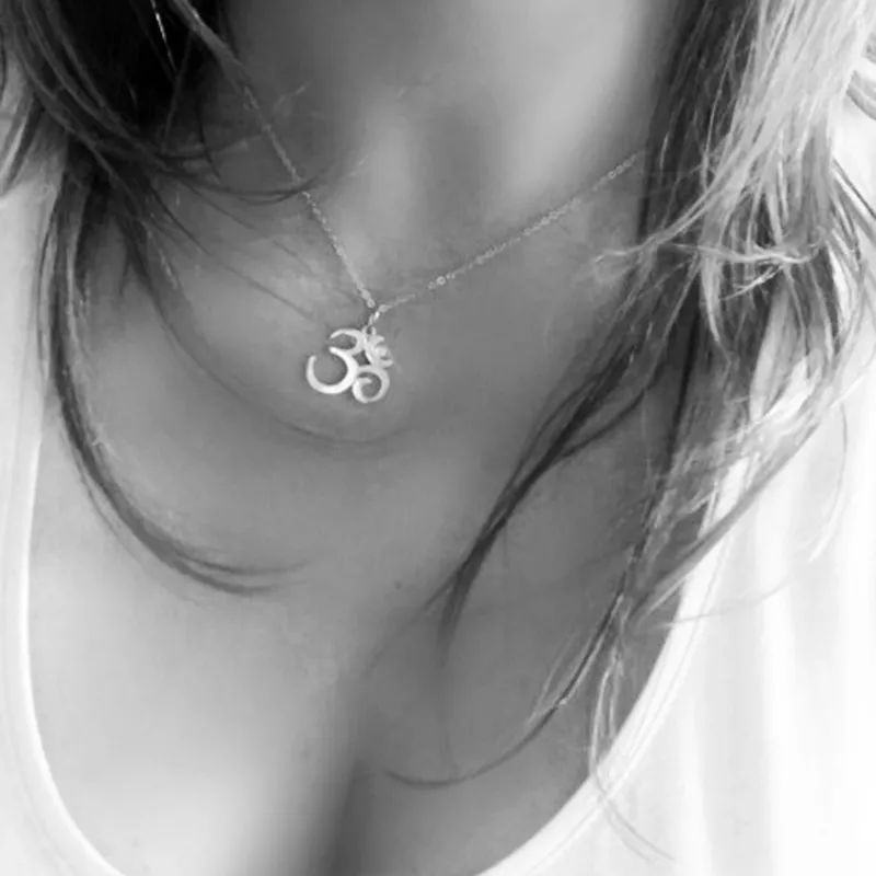 Collier avec pendentif en argent Sterling 925 pour femmes et filles, symbole de mot indien Simple, haut poli, charme classique, Yoga