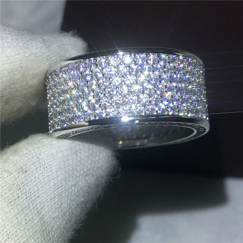 2017 New Women Fashion jewelry Full 320pcs Diamonique Cz White Gold Filled Engagement wedding band ring for women Gift