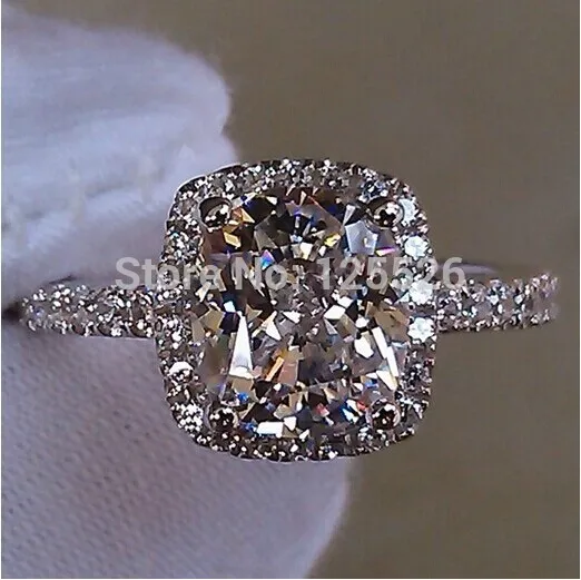 choucong Dazzling Lady's White Diamonique Серебряное обручальное кольцо 925 пробы размер 5-10 Gift288B