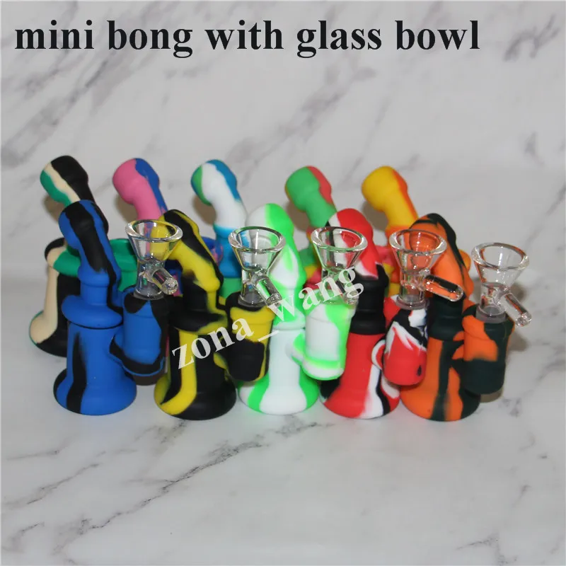 Nieuwe Collectie Mini Kleurrijke Siliconen Water Pijp Glas Bongs Glas Water Pijp met PERC 10 Kleuren voor Keuze Siliconen Mondstuk Gratis verzending