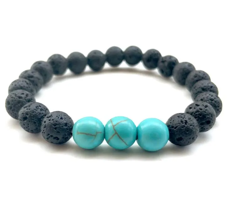 Hot Lava Rock Perles Bracelets 8 mm Mode Pierre Naturelle Charme Bijoux Pierre Intempérie Poignets Bracelets 2 Styles Turquoise Bracelet