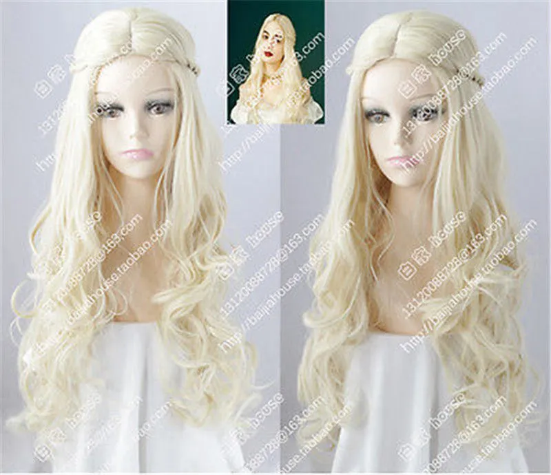 Cosplay Pruik Wit Koningin Alice in Wonderland 2 Platinum Blonde Krullend Haar Pruiken