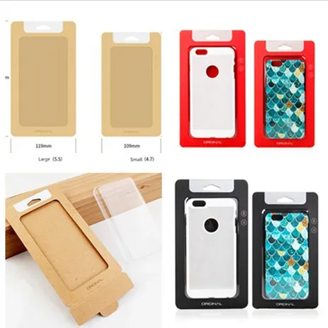 Universal Plain Kraft Brown Paper Retail package Packaging box boxes for phone Case iphone 7 8 6 6S plus SAMSUNG Galaxy S7 edge With insert