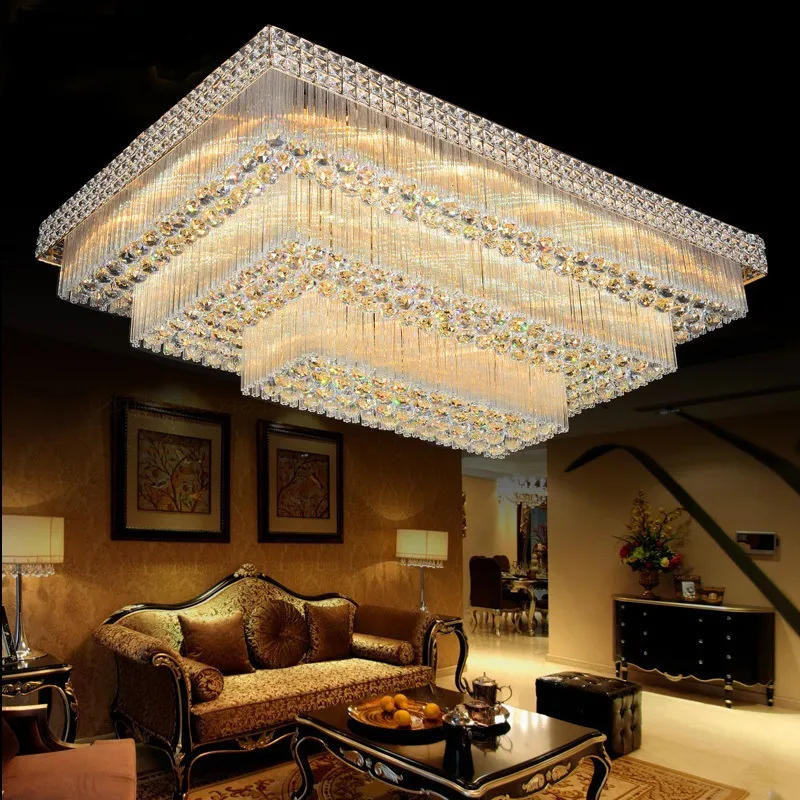 Żyrandole LED Sufit Ceiling Ceiling Luksusowe Noble Gorgeous High End K9 Crystal Chandelier Hotel Hall Schody Villa Lights