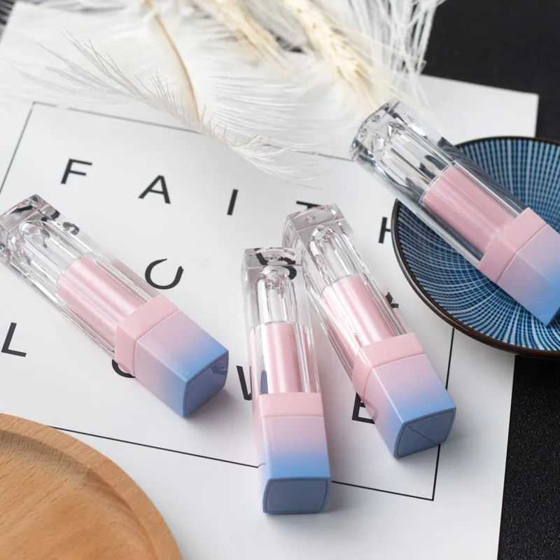 Tubo de brillo de labios de Color degradado vacío de 3,5 ml, contenedor elegante de brillo de labios de alta calidad, envases de cosméticos líquidos DIY a la moda, muestra