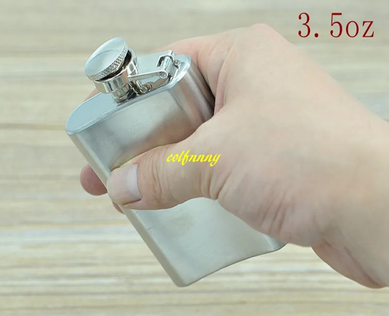 / Expédition rapide Portable 3,5 oz Bouteille d'alcool de poche en acier inoxydable pour flacon de hanche avec boîte de vente au détail
