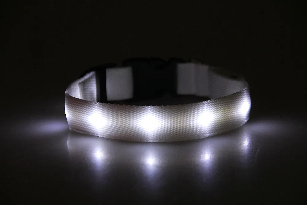 LED Nylon Pet Dog Collar Night Safety Glow Flashing Dog Cat Collar Led Luminous Small Dogs Collars USB Rechargeable