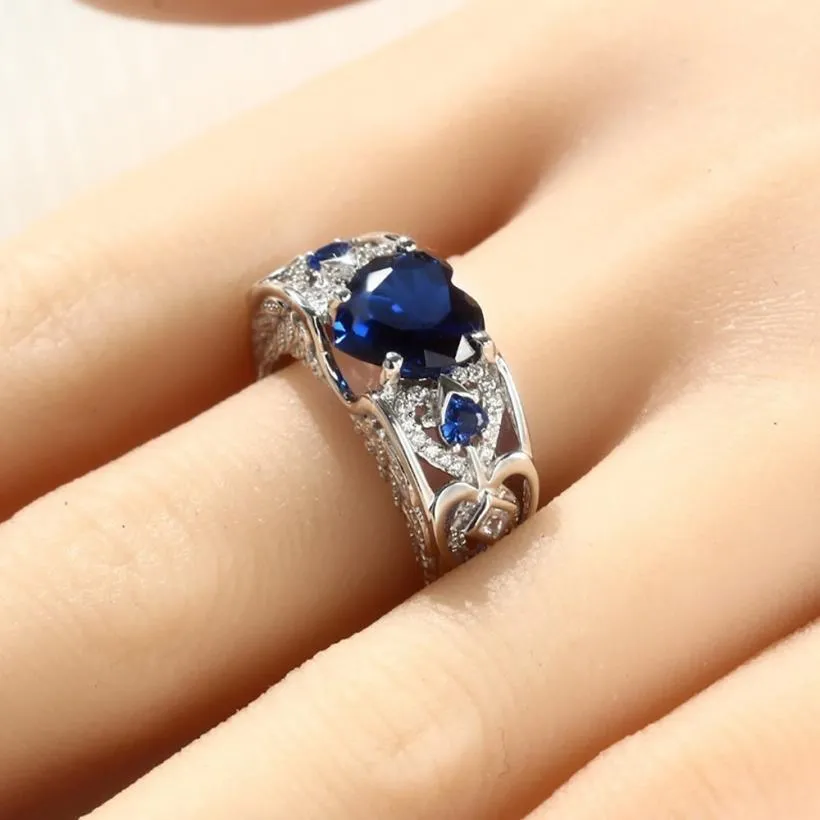 Novo estilo 925 Sterling Silver Moda Hearthaped Ruby noivado anel de aço inoxidável Mulheres individuais039s Ring WholesA7448628