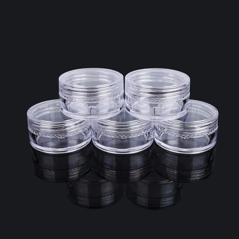 10 gram flessen 0,35 oz plastic pot potten duidelijke ronde acrylcontainer voor reizen, cosmetica, make-up, kraal, monster, lippenbalsem, snoep, kruiden, oogschaduw 10g / 10ml