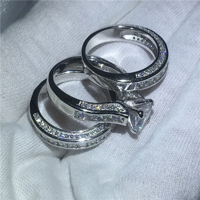Handmade 3-In-1 Ring: Yellow & White Gold Filled Engagement Wedding ...