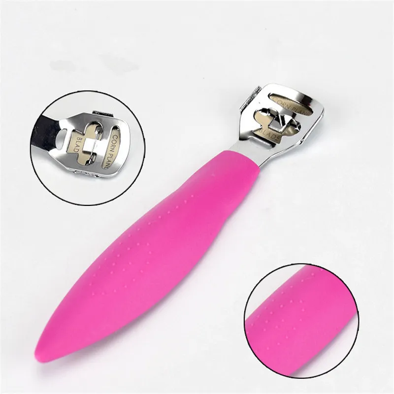 Pratique 2 en 1 acier inoxydable pieds râpes maïs cuticules Cutter Remover Pusher Nail Art outils de manucure avec 10 lames