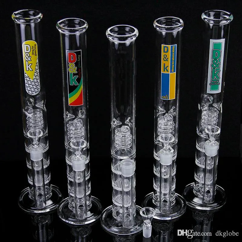 12.5 "Glass Bong! Three Layer Honeycomb Ablets 필터 유리 애쉬 포수 Bongs Recycler Water Pipe Glass 18.8mm 조인트