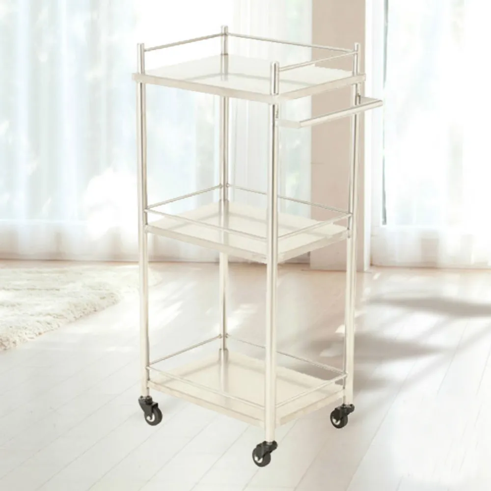 Elitzia ETST23 Stainless Steel Beauty Salon Rolling Trolley Storage Organizer Cart 3 Tier With Drawer