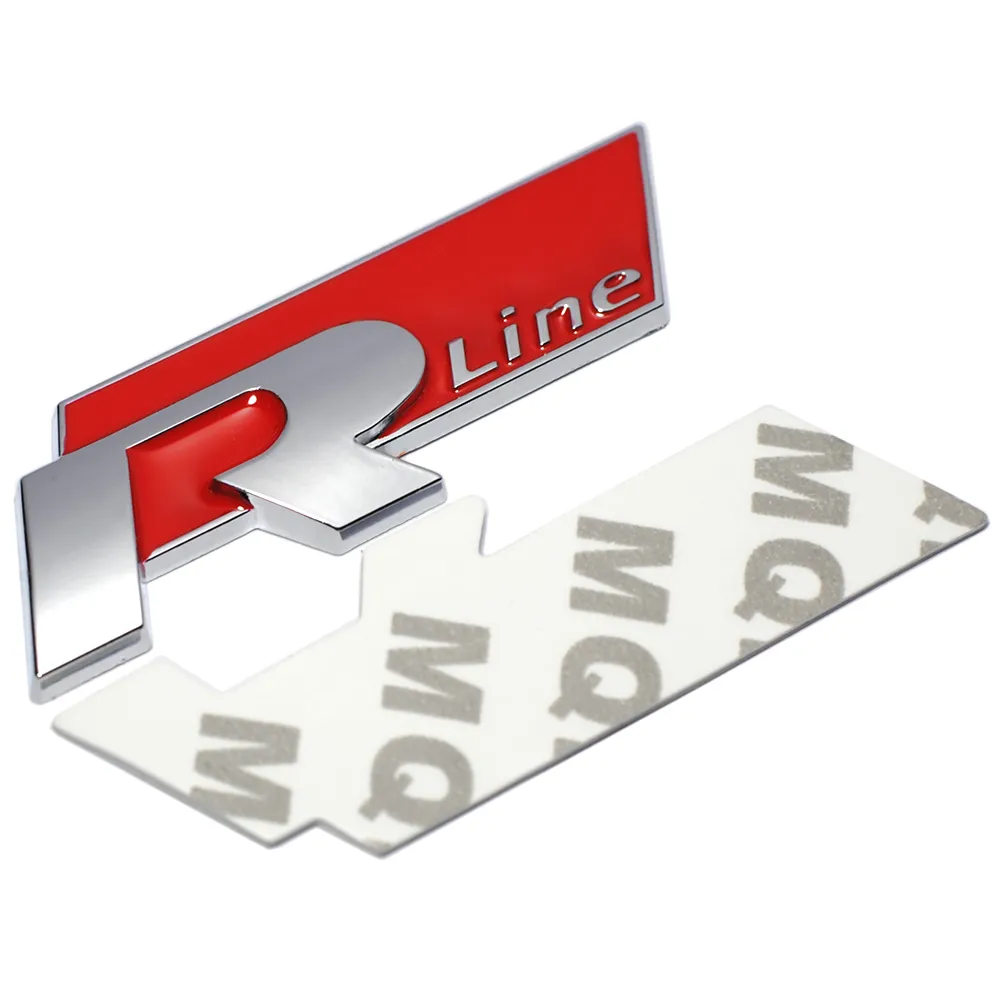 Nieuwe metaal 3D -auto Auto Rline Sticker Emblem R Line Badge voor VW Golf GTI Beetle Polo CC Touareg Tiguan Passat Scirocco7905290