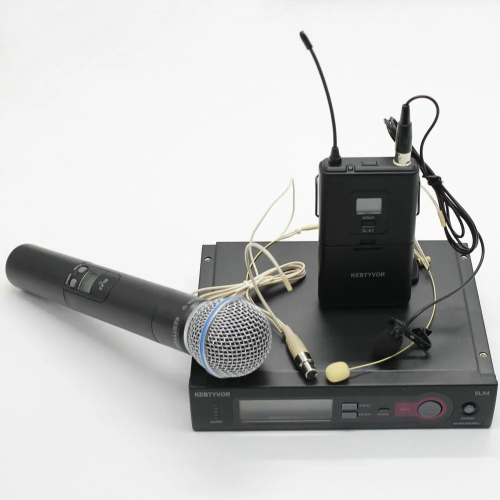 Micrófono de karaoke profesional UHF PRO SLX24 / SLX14 / BETA58 SISTEMA DE  MICRÓFONO INALÁMBRICO + Micrófono de mano + solapa + auriculares para