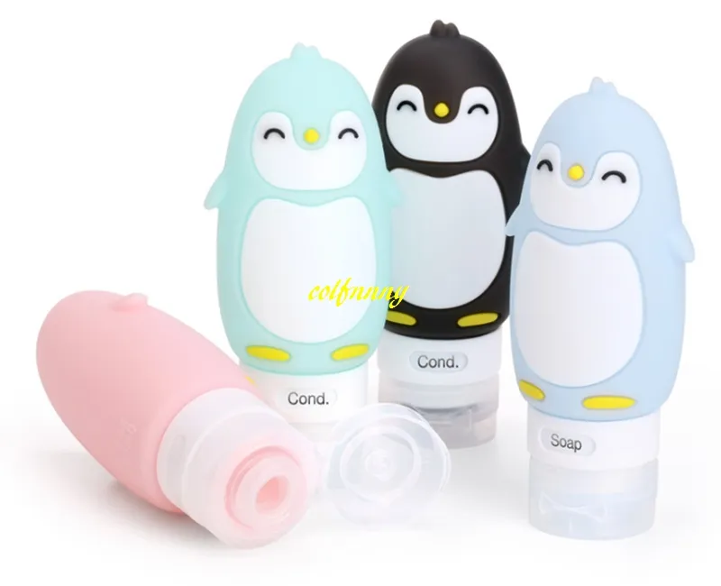 / set 90ml pingvin silikonfyllningsbar flaska krämer makeup produkt resa rör lotion poäng schampo bad behållare
