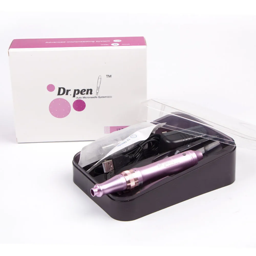 Derma Dr. Pen Auto Microneedle System Justerbara längder 0,25 mm-3,0 mm Elektrisk Stämpel Micro Needle Roller DHL