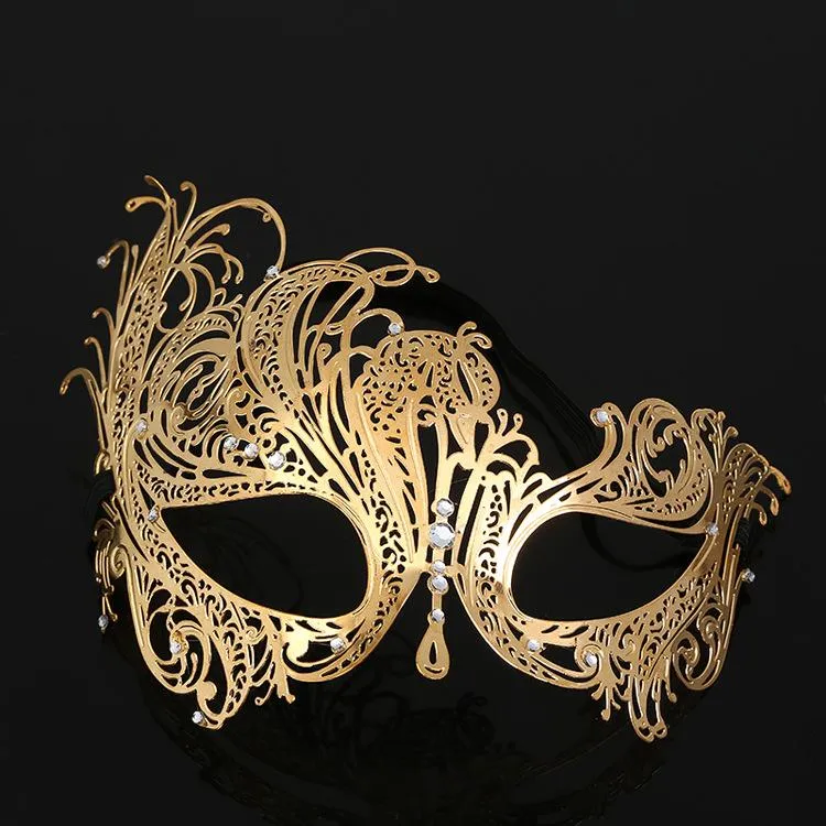 Maschera di ferro da donna Halloween Metal Diamond Phoenix Mask Maschera da festa a mezza faccia