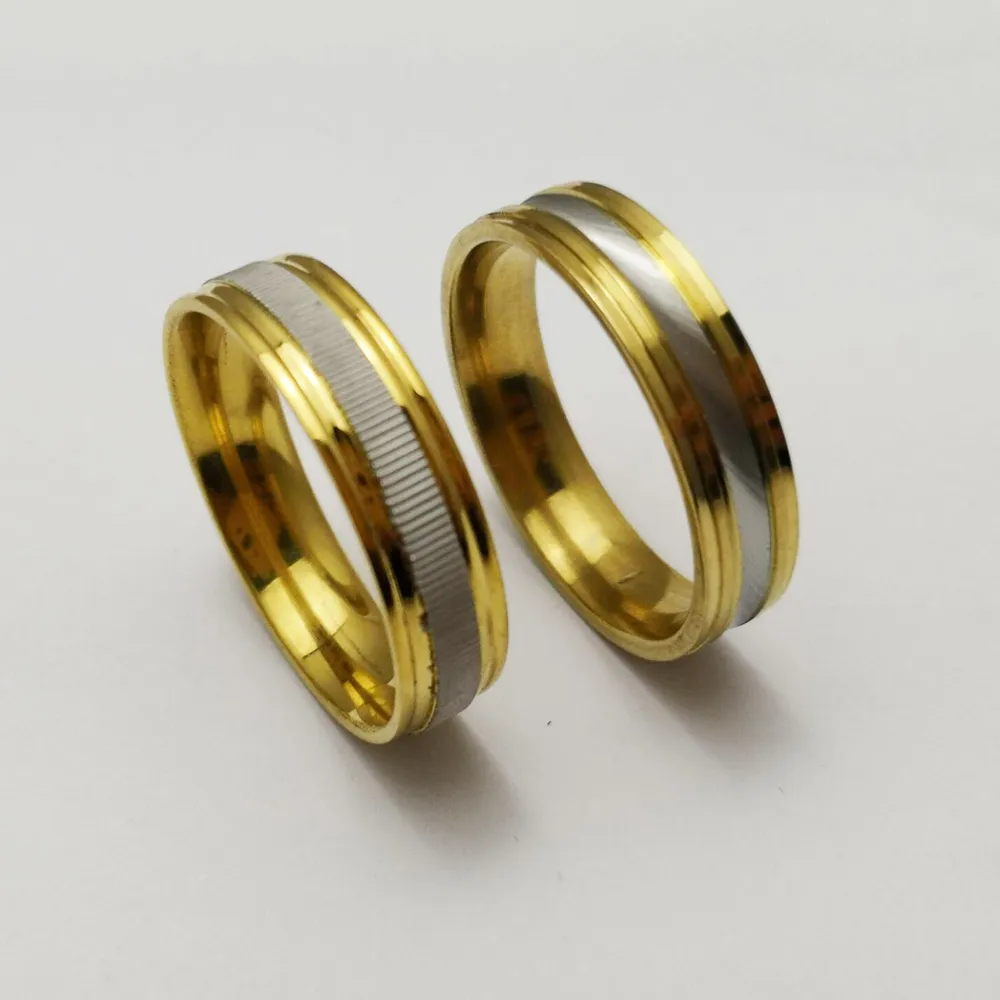 Hot sale 316L stainless steel ring 18k gold plated wedding ring lover rings for Women Men size6-14 LJ0109