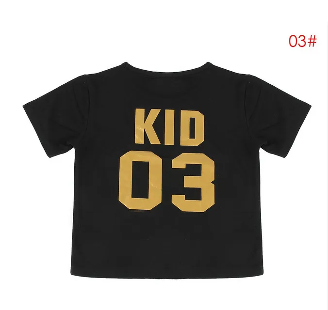 Grappige familie matching outfits zwart gouden vader moeder kind baby sorteren aantal katoen korte mouwen T-shirt interessante warme familiekleding