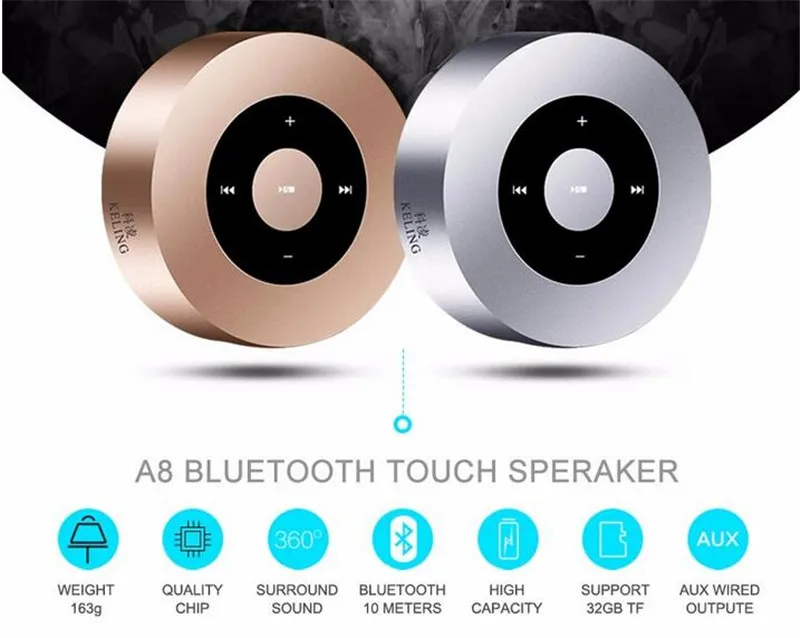 Bluetooth Hoparlör A8 Kablosuz Bas Hoparlörler Cep Telefonu Tablet MP3 Için MP3 Taşınabilir Ses Desteği 32G TF Kart Mini Spikes