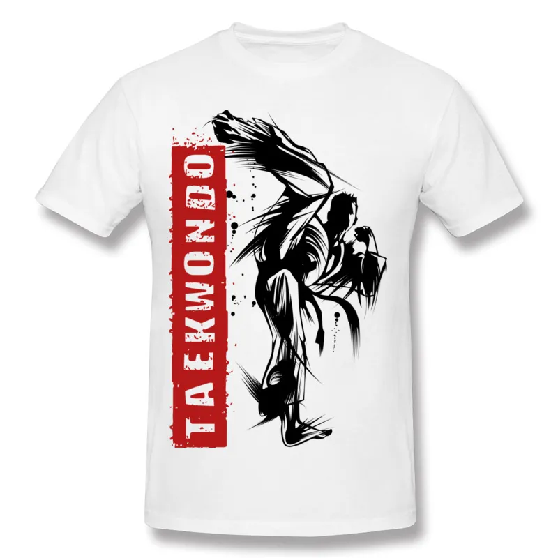 Vente en gros Homme 100% coton Taekwondo Kick Tee Shirts Homme O-Neck Blue Shorts T-Shirt à vendre S-6XL Brithday Tee Shirts