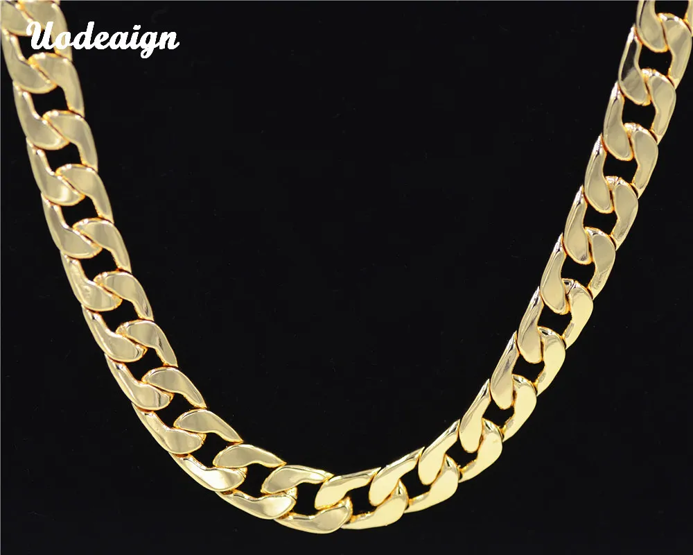 Uodesign hip hop män halsband kedjor mode solid guld färg fylld curb kubansk lång halsband DIY kedja unisex smycken