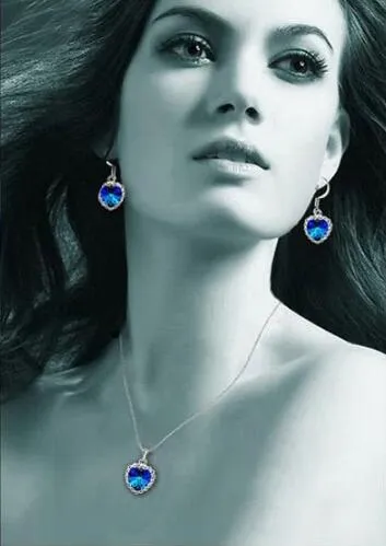 2018 новая мода 8 цветов Выбор Титаник женщины Австрия Кристалл сердце ожерелье серьги комплект ювелирных изделий
