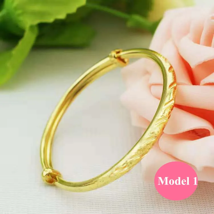 Newborn Baby/Children/Boys/Girls Bracelets Bangles 24k Gold Plated Ring Set