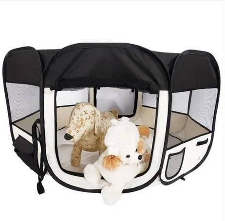 45inch bärbar vikbar 600d Oxford Cloth Mesh Pet PlayPen Staket med åtta paneler 46cm 59cm husdjur levererar hund levererar hund staket