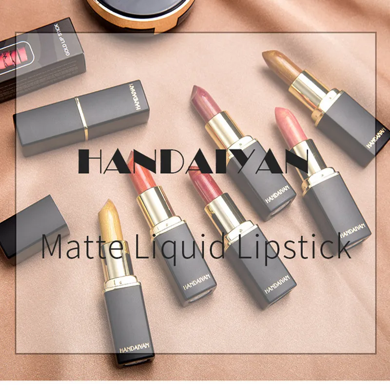 Gorąca Sprzedaż 9 Kolor Handaiyan Syrenka błyszcząca metaliczna szminka Pearlescent Kolor Zmiana pomadki w magazynie z prezentem
