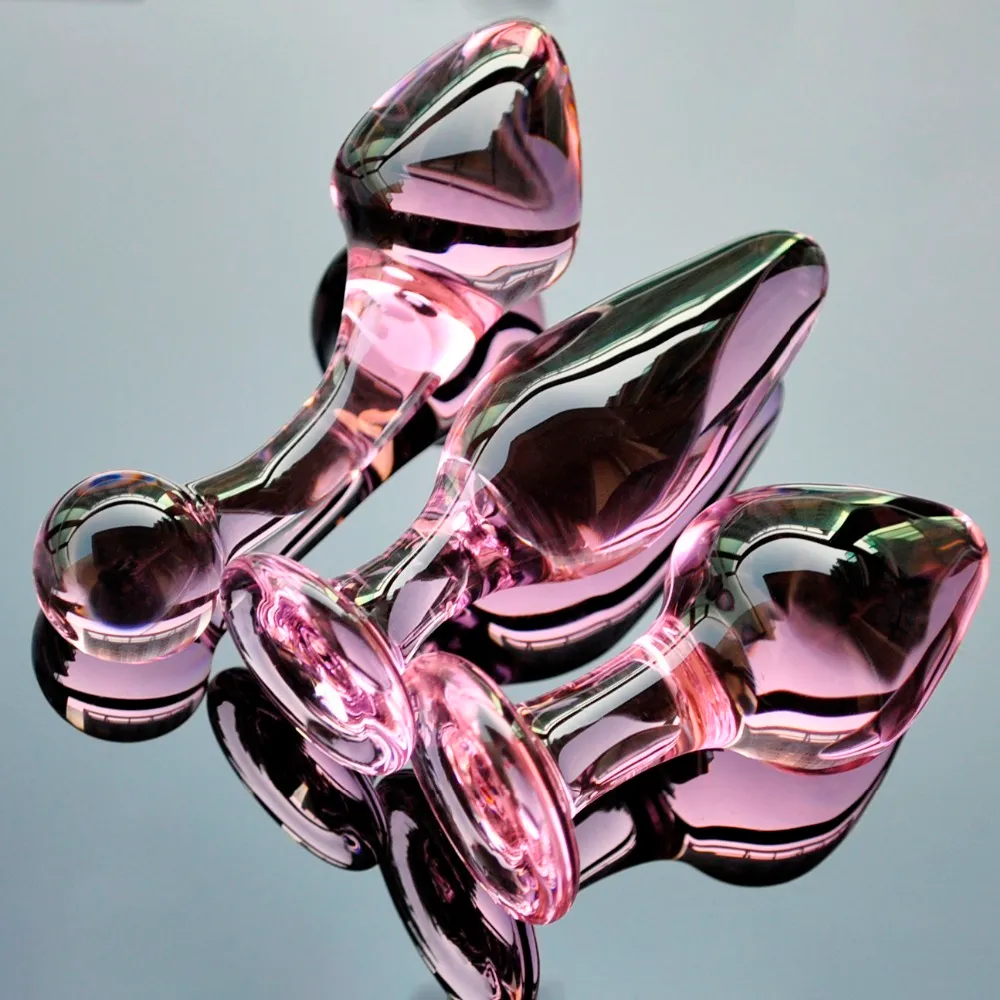 Plug anal en cristal rose mis en verre Pyrex gode anal balle perle faux pénis masturbation féminine kit de jouet sexuel pour femmes adultes hommes gay Y18110106