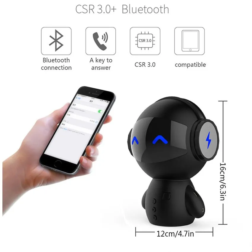 Интеллектуальный мини-робот Bluetooth BT динамик smartrobot милый портативный btspeaker с басом csr3 tf aux и функцией Power Bank 1 шт. 7683579