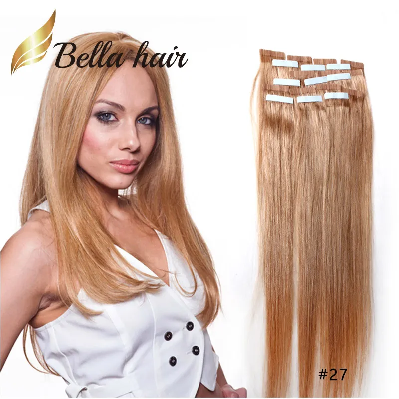 PU Skin Weft Tape In Hair Extensions Quality 100% Brazilian Real Human Hair Extension 100g 2.5g/piece BellaHair