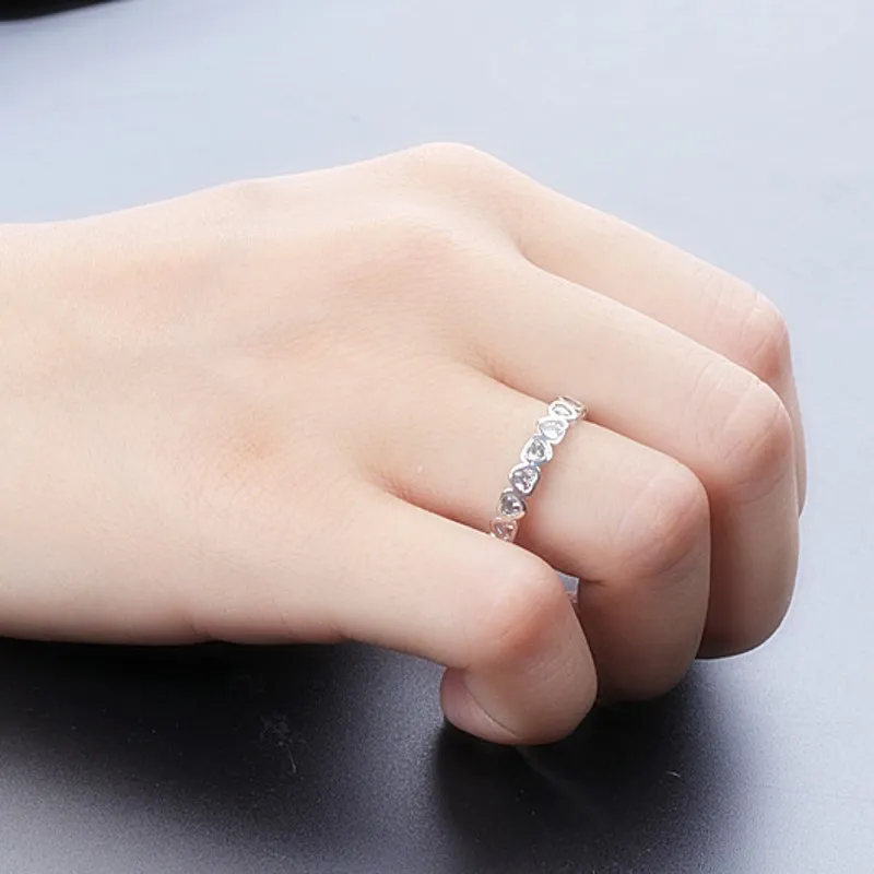 Vecalon Serce Kształt Biżuteria 925 Sterling Silver Ring 5A Cyrkon CZ Diamtont Zaręczyny Zespół ślubny Pierścienie dla kobiet Bridal Prezent