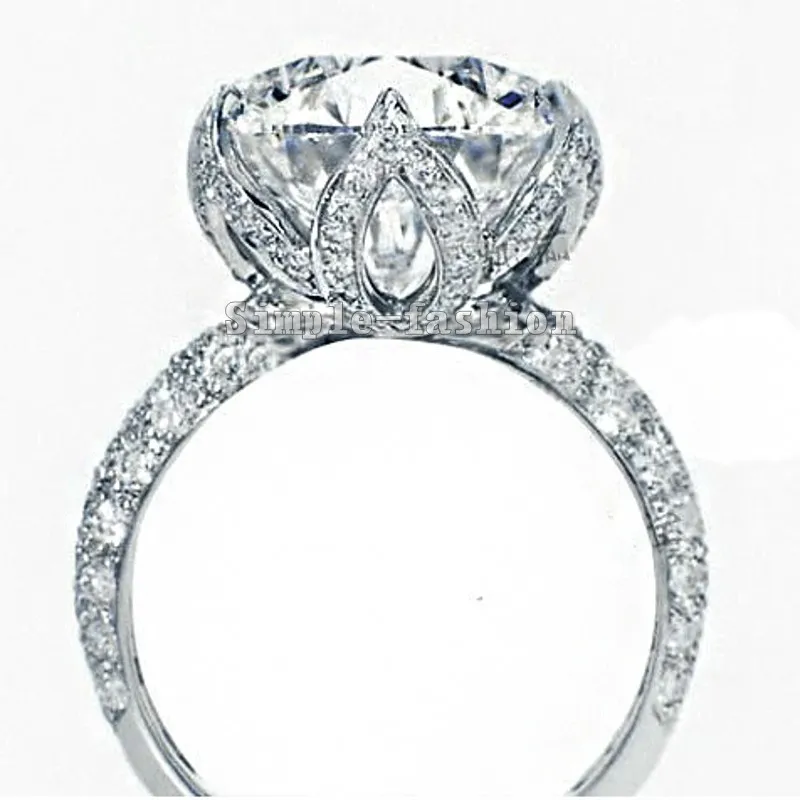 Женщины мода розовое золото заполнены стерлингового серебра 925 кольца круглый cut 3ct Diamonique Cz обручальное кольцо для женщин