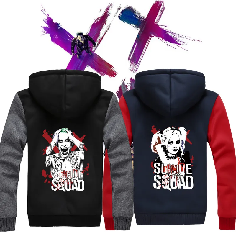 2020 Thicken Winter Joker Hoodie Suicide Squad Harley Quinn Joker